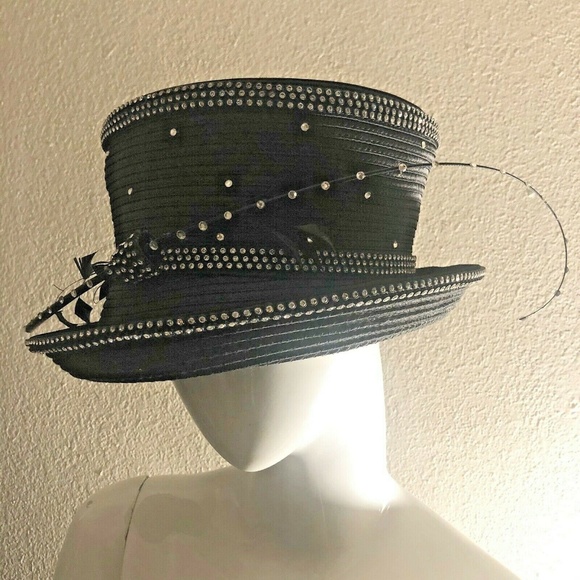 Mr Song Millinery Blk Rhinestone Feathers - Picture 8 of 8